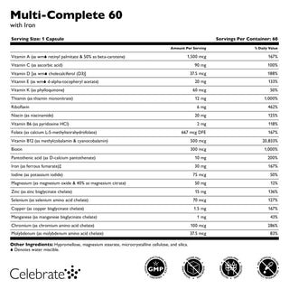 Multi-Complete 60 Multiwitamina bariatryczna z Żelazo, Kapsułki