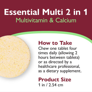 Essential Multi 2 w 1 Multiwitamina z Wapń, Do żucia