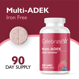 Witamina Multi-ADEK bez Żelazo, Do żucia, Berry Sorbet