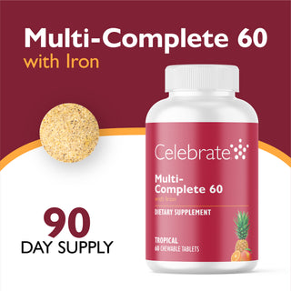 Multi-Complete 60 Multiwitamina bariatryczna z Żelazo, Do żucia, Tropical